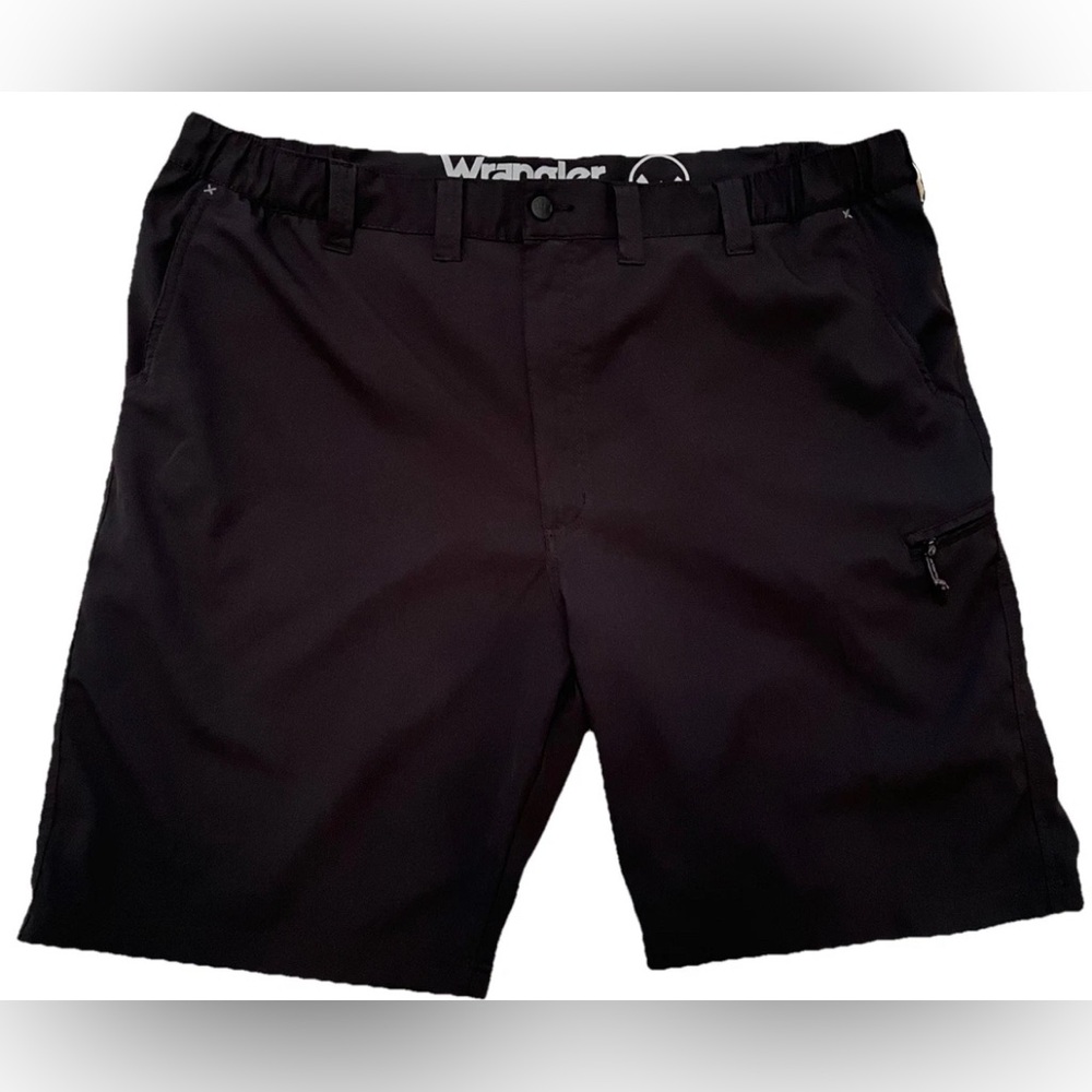 Wrangler Outdoor Series Shorts Mens 44 Black Flat Front Zip Pocket Lightweight